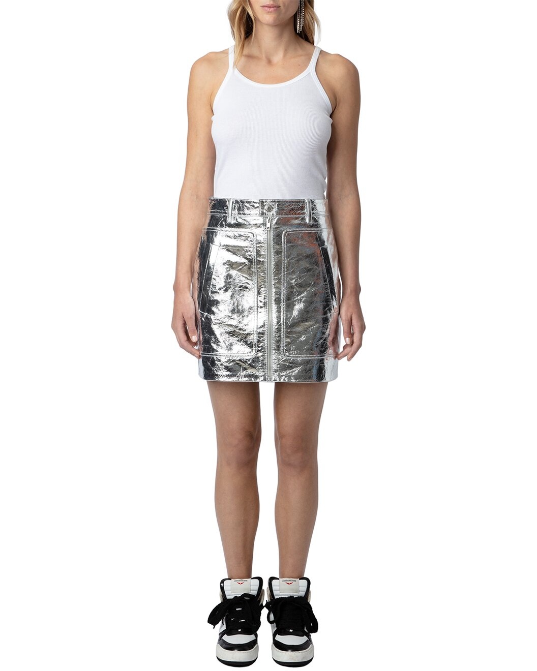 Zadig & Voltaire John Cuir Metal Leather Skirt - 4