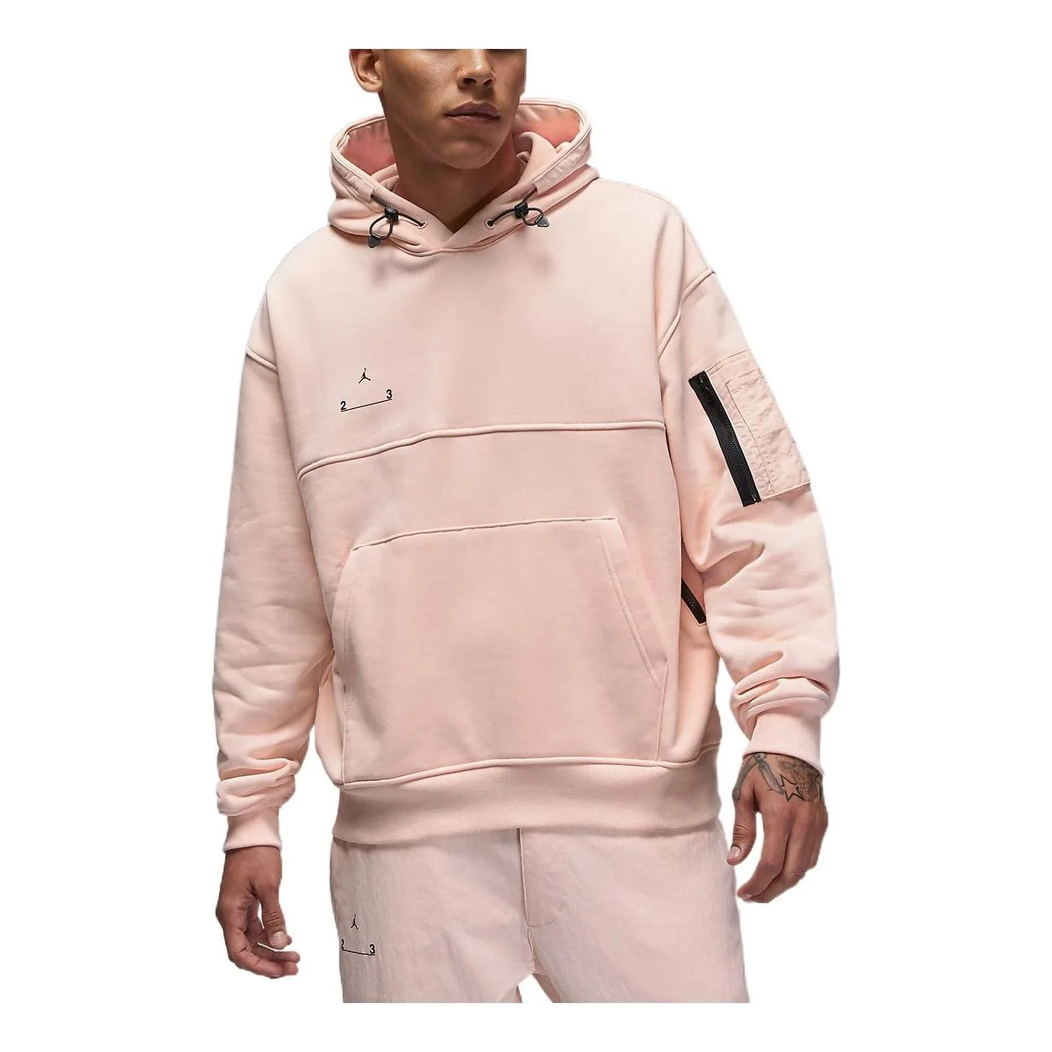 Men's Air Jordan Solid Color Logo Printing Hooded Pullover Long Sleeves Pink DQ8062-610 - 1
