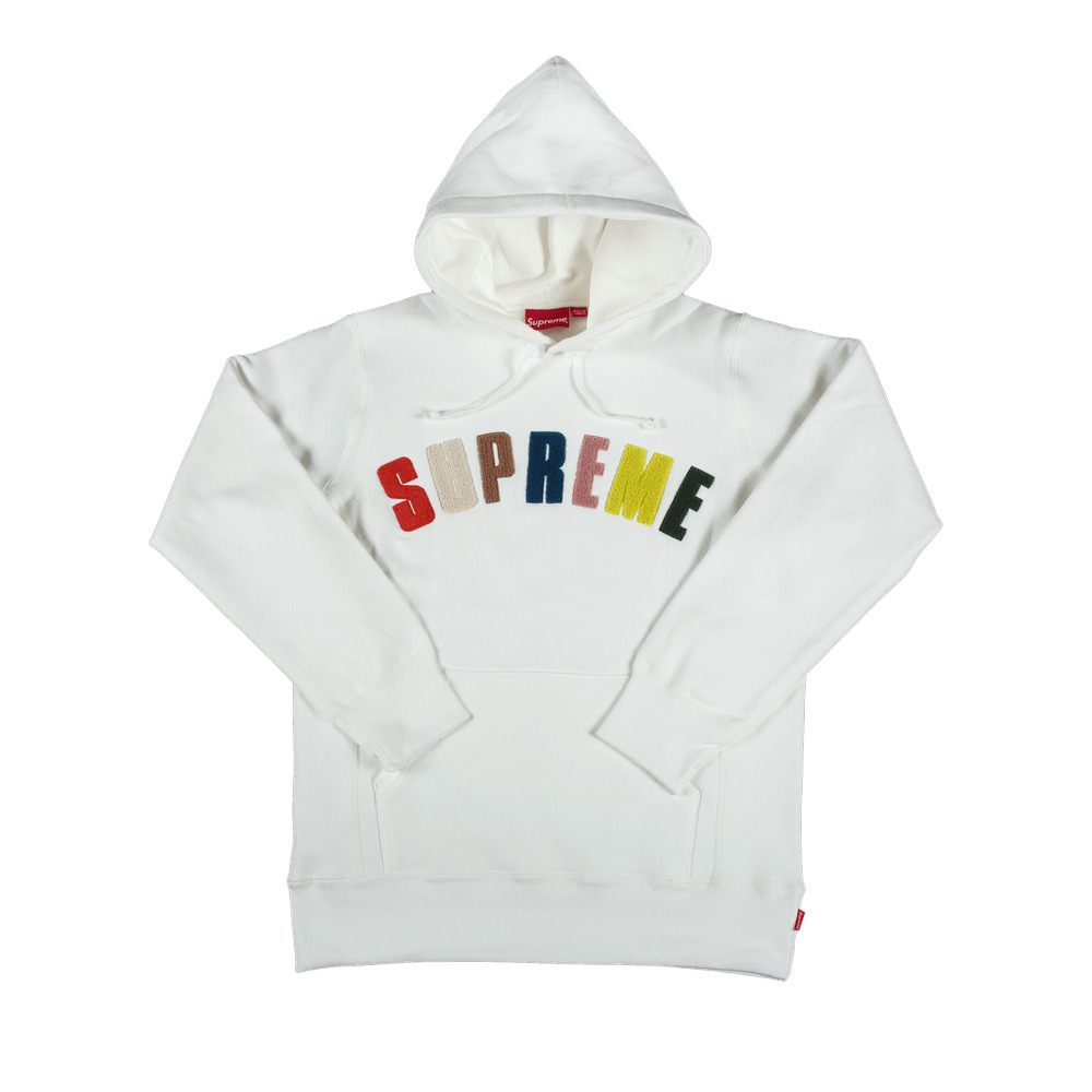 Supreme Chenille Arc Logo Hooded Sweatshirt 'White' - 1