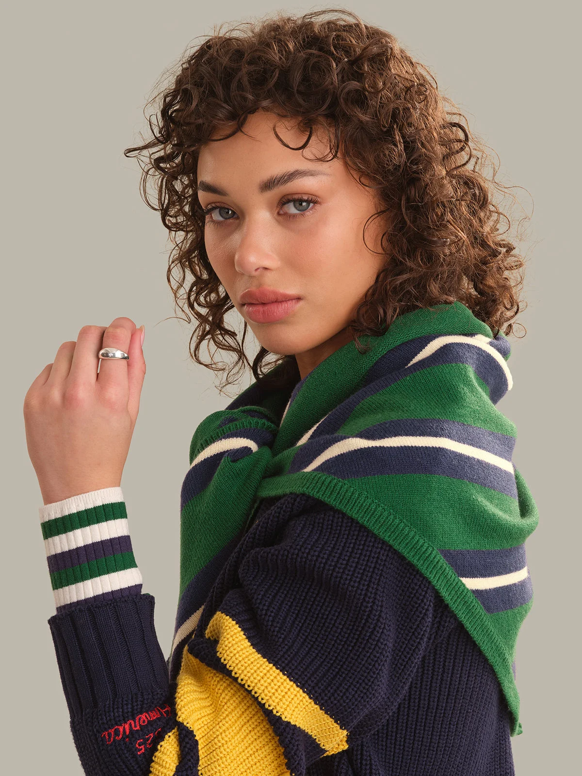 Elle Stripe Triangle Scarf - 1