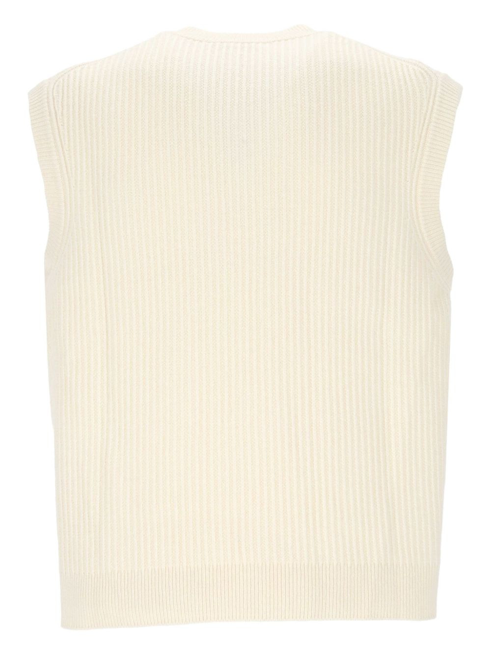 ribbed sleeveless vest - 2