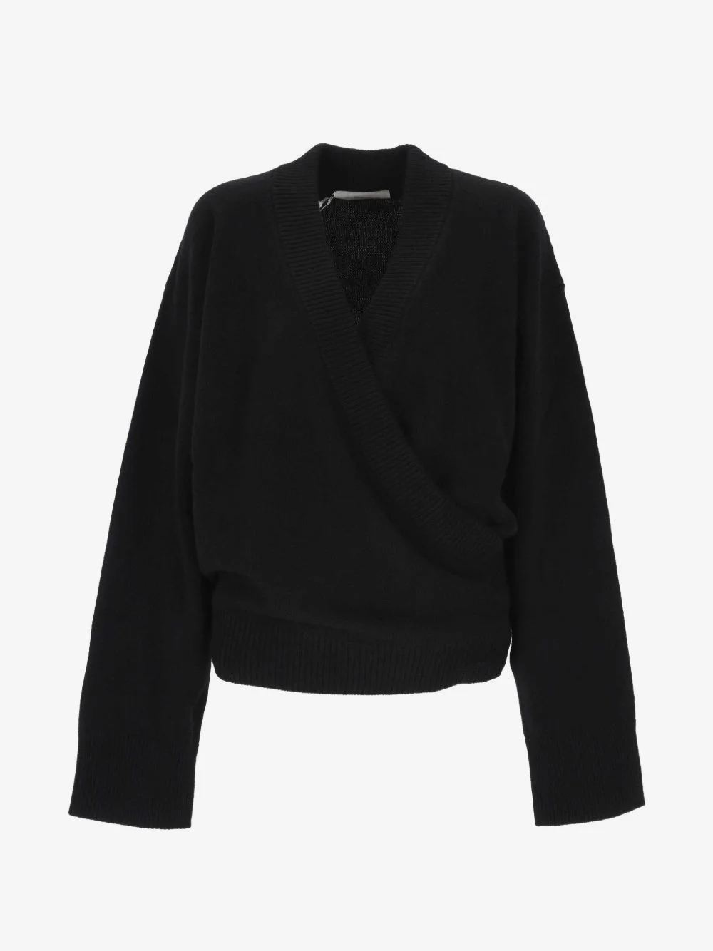 wrap-style rib-trimmed sweater - 1