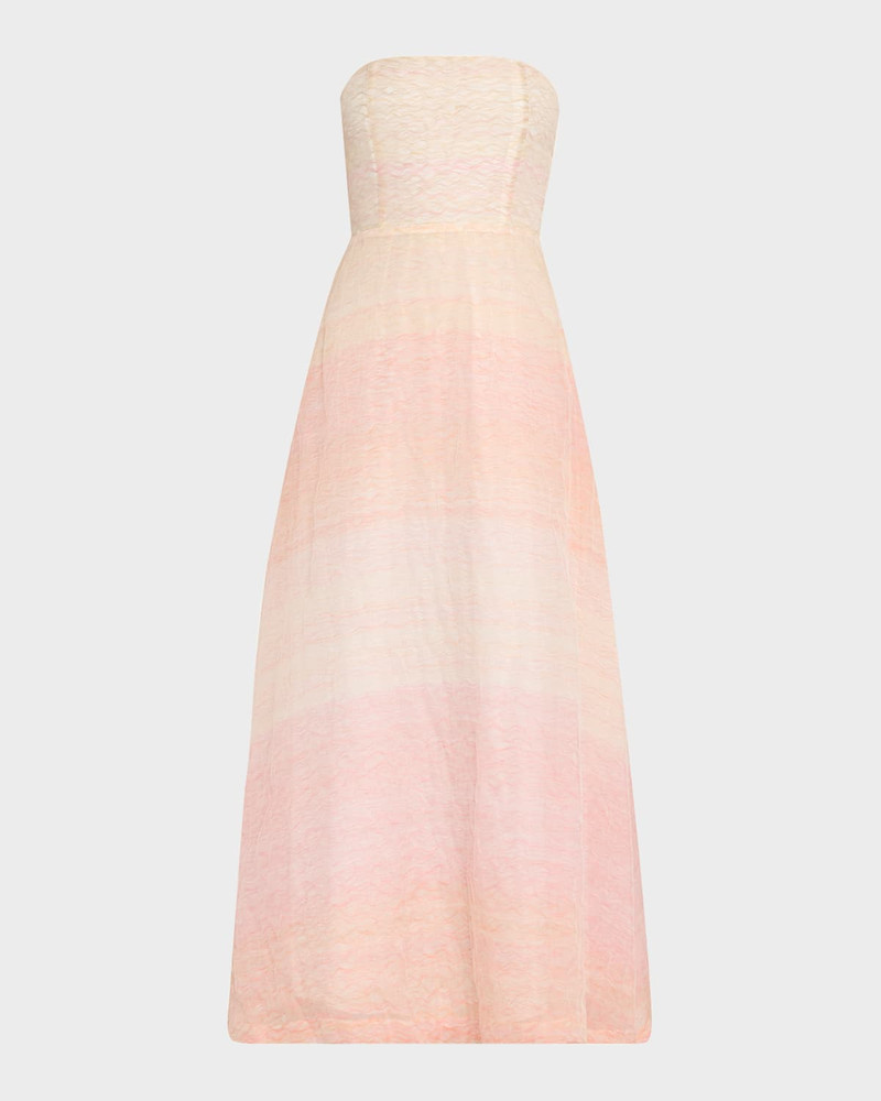 Odette Strapless Threaded Silk Midi Dress 1