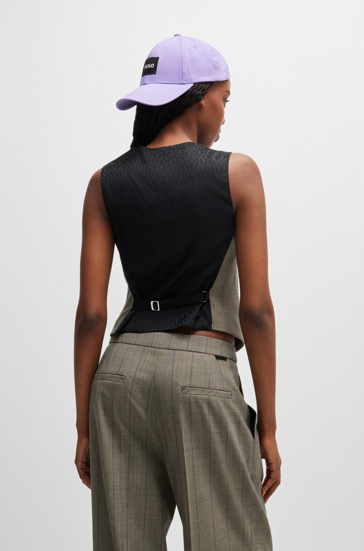 REGULAR-FIT WAISTCOAT IN STRIPED CLOTH - 4