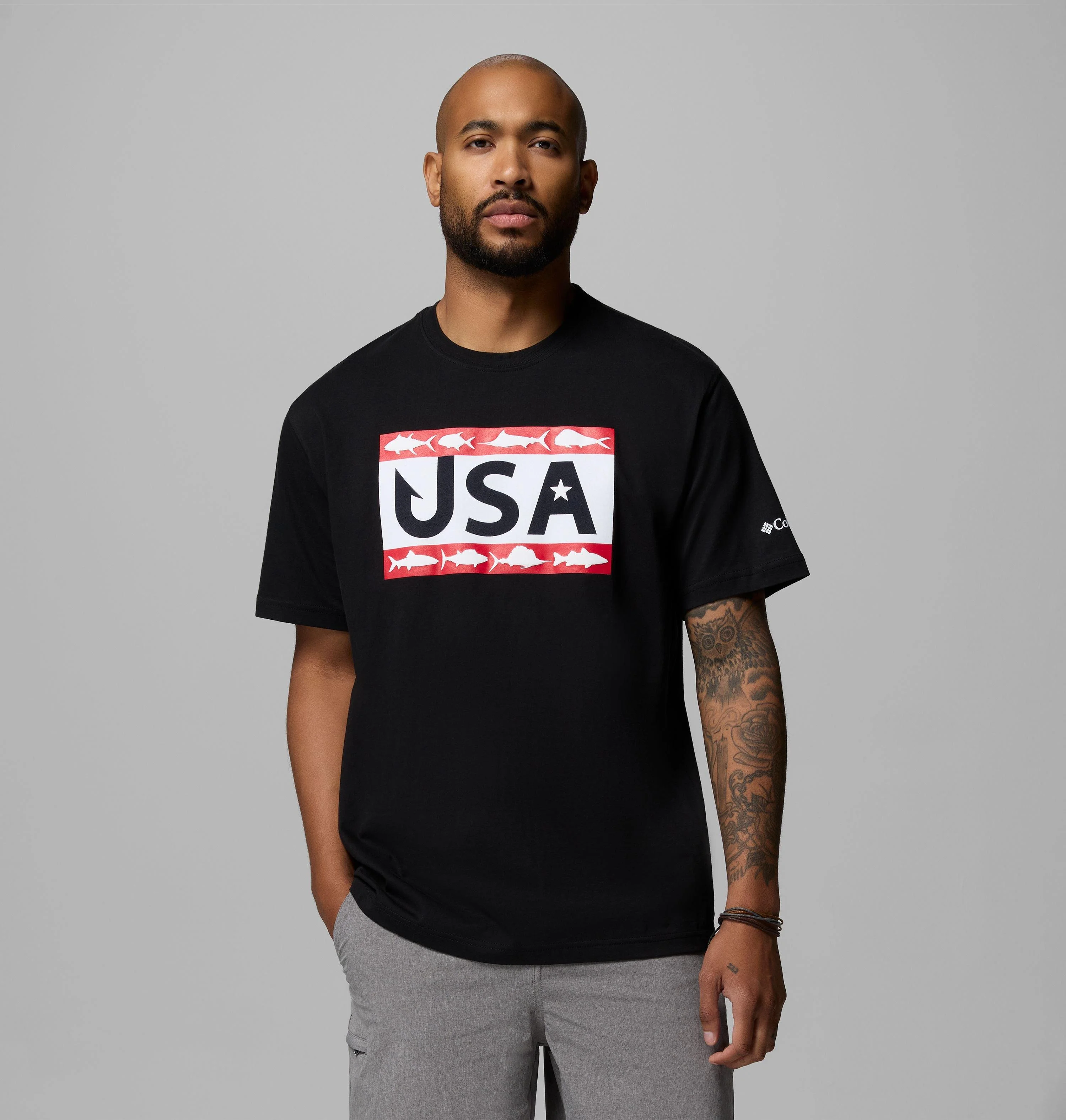 Men's PFG Silver Bank Americana Hook Flag T-Shirt - 1