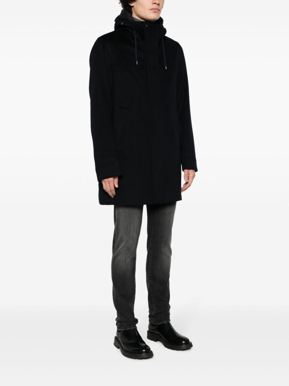 concealed-fastening hooded coat - 3