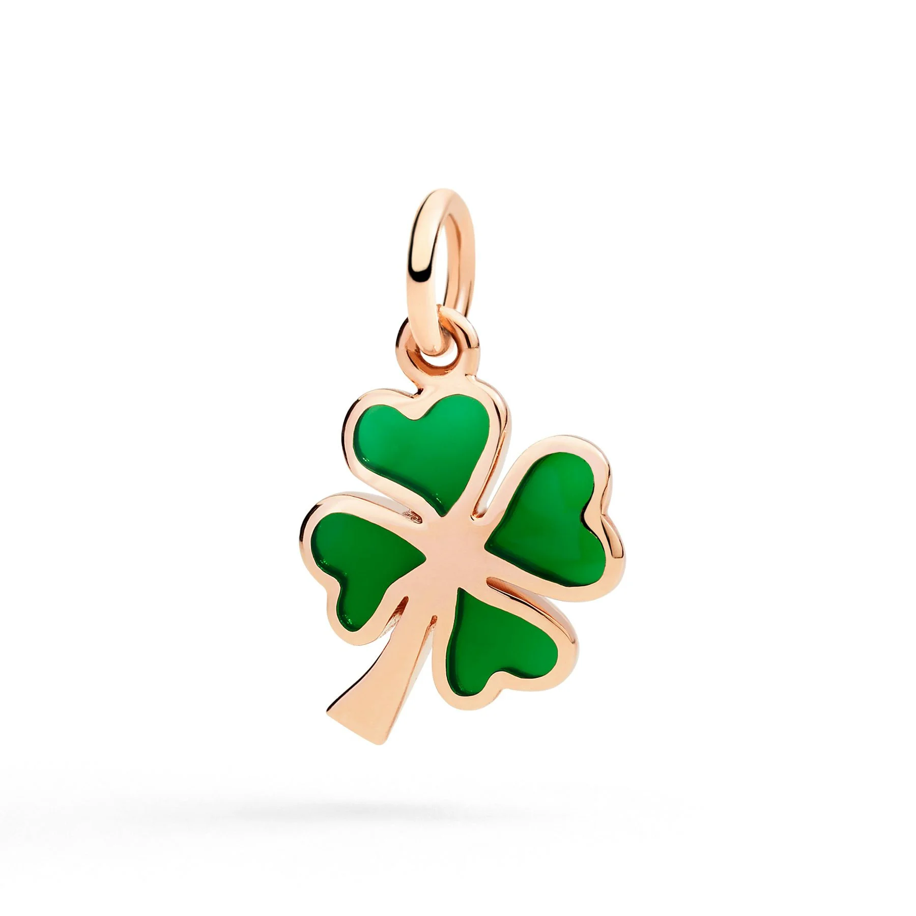 ROSE GOLD & ENAMEL FOUR LEAF CLOVER CHARM - 1