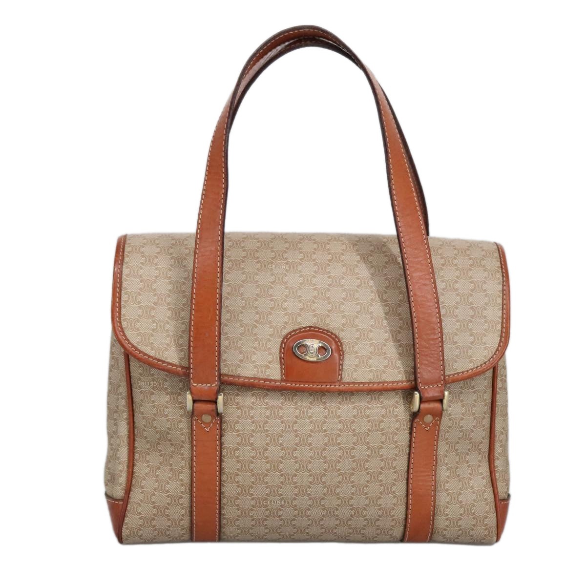 CELINE Macadam Canvas Hand Bag Beige Gold - 13