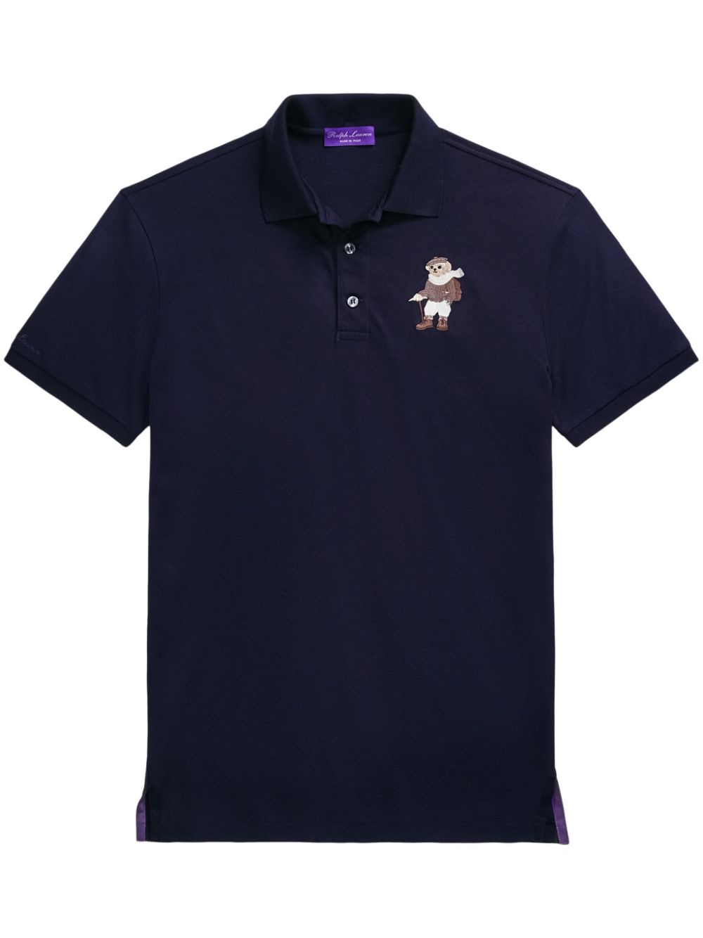 Teddy Bear-embroidered cotton polo shirt - 1
