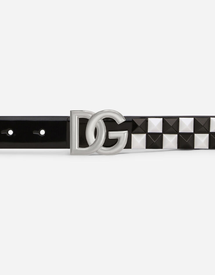 Calfskin belt with two-tone studs - 4