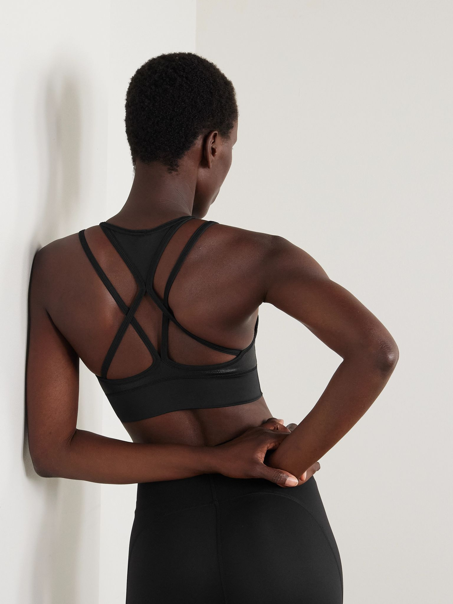 Printed recycled sports bra Black - 3