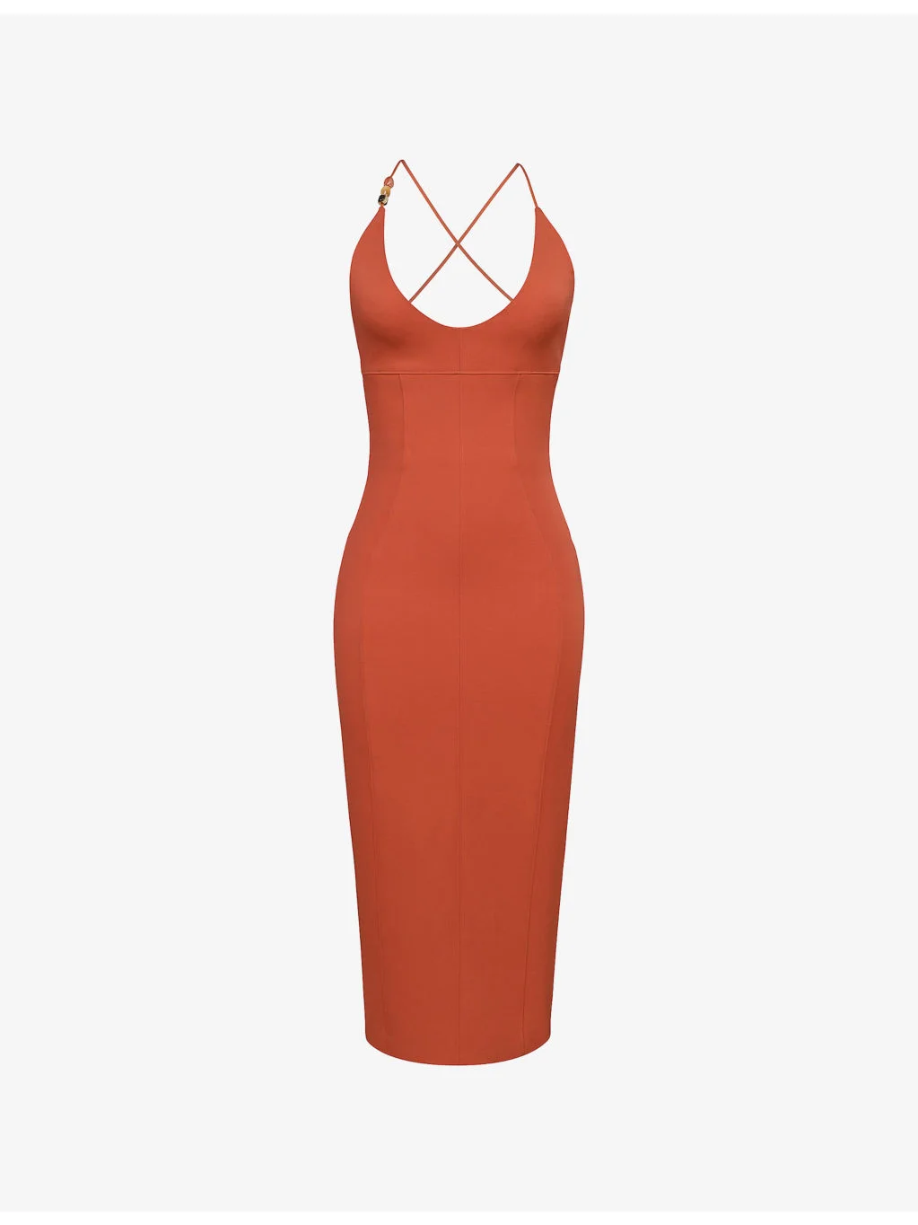 Ria Plunge-Neck Stretch Cotton-Blend Midi Dress - 1