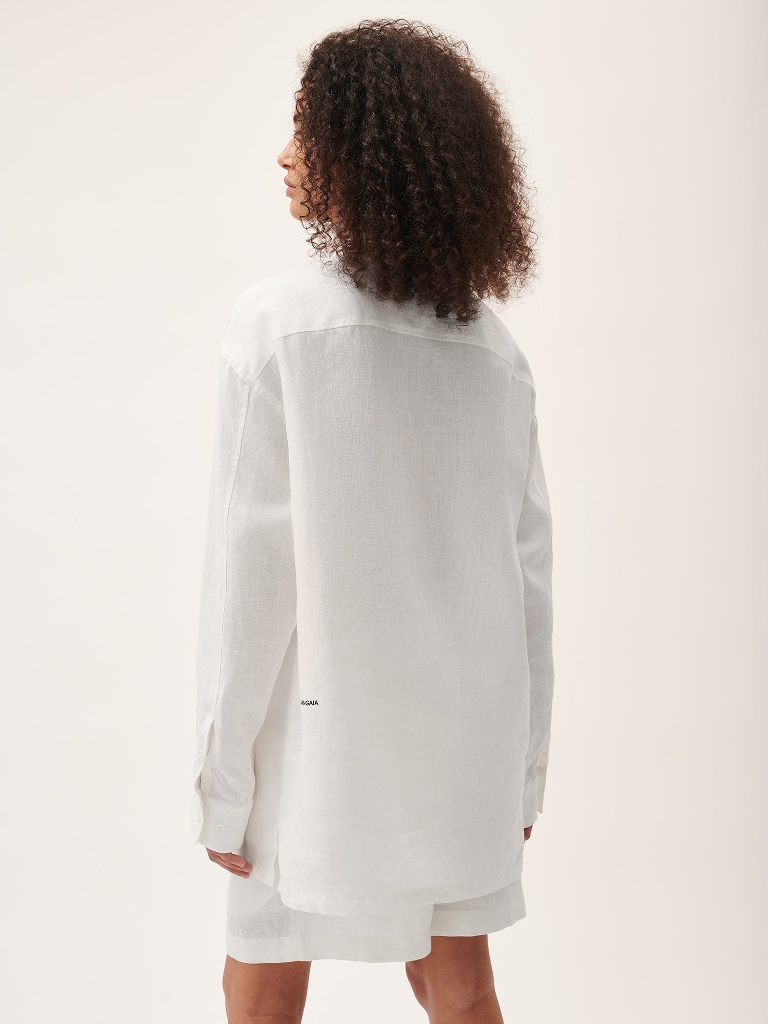 Womens DNA Aloe Linen Mandarin Collar Long Sleeve Shirt - Off-White - 4
