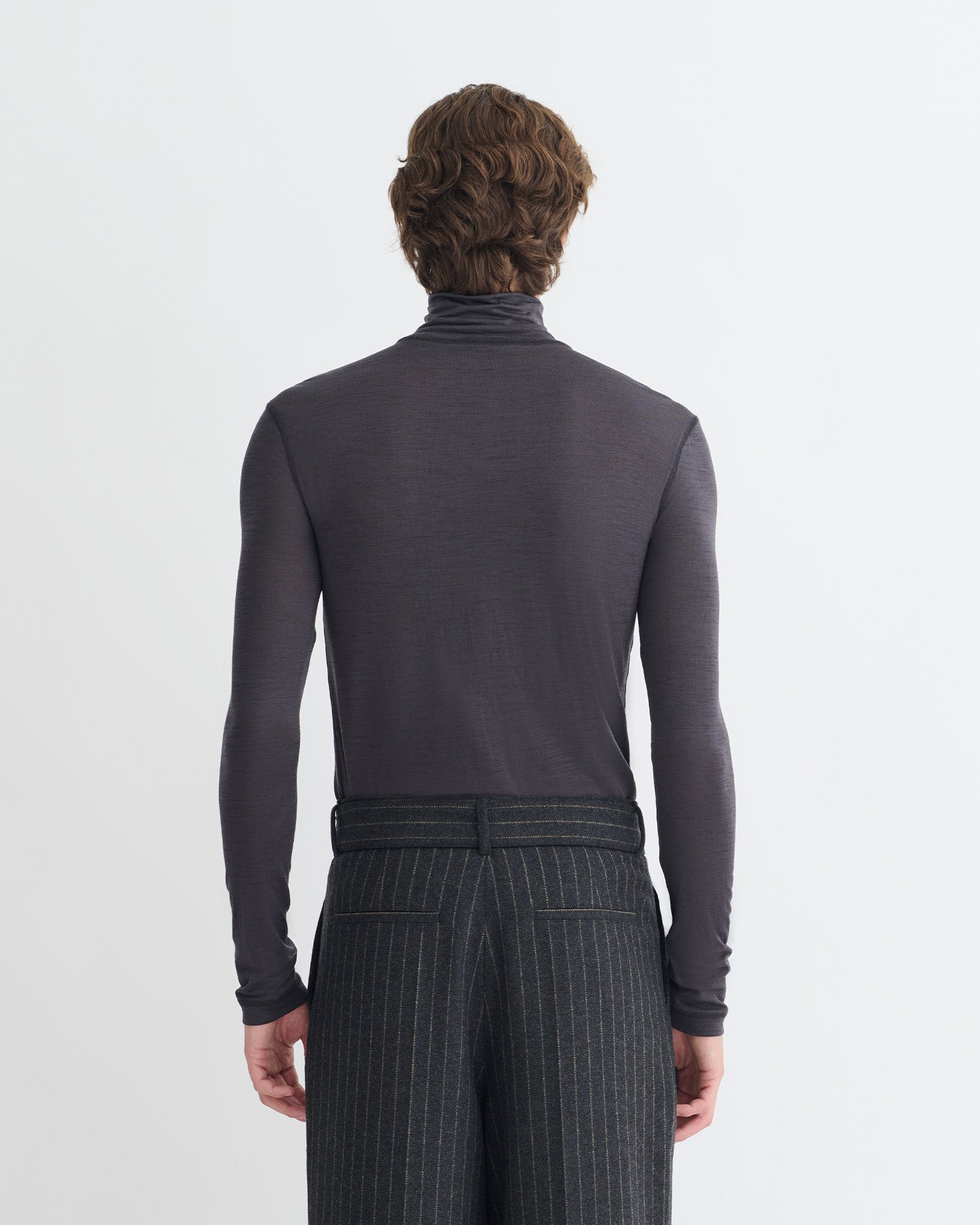 Melange Wool Jersey Turtleneck Top - 3