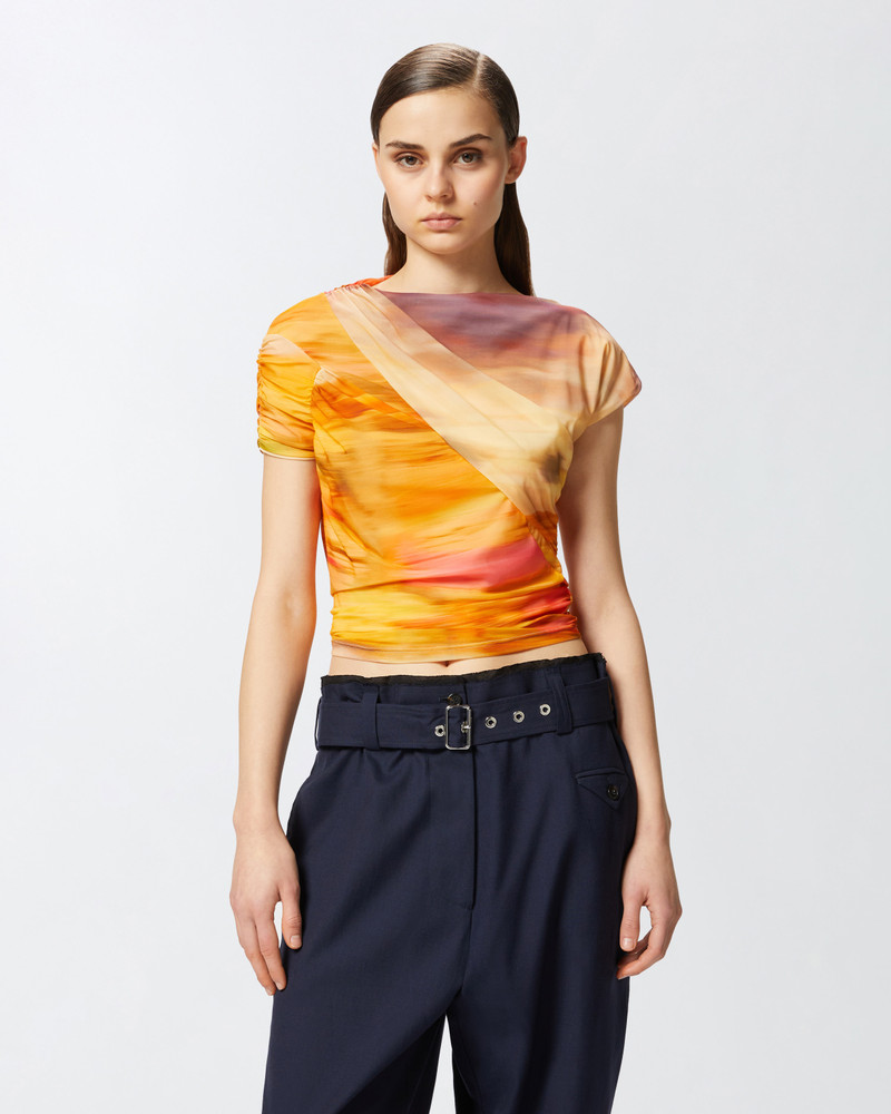 PINKO ASYMMETRICAL CROP TOP WITH LANDSCAPE PRINT outlook
