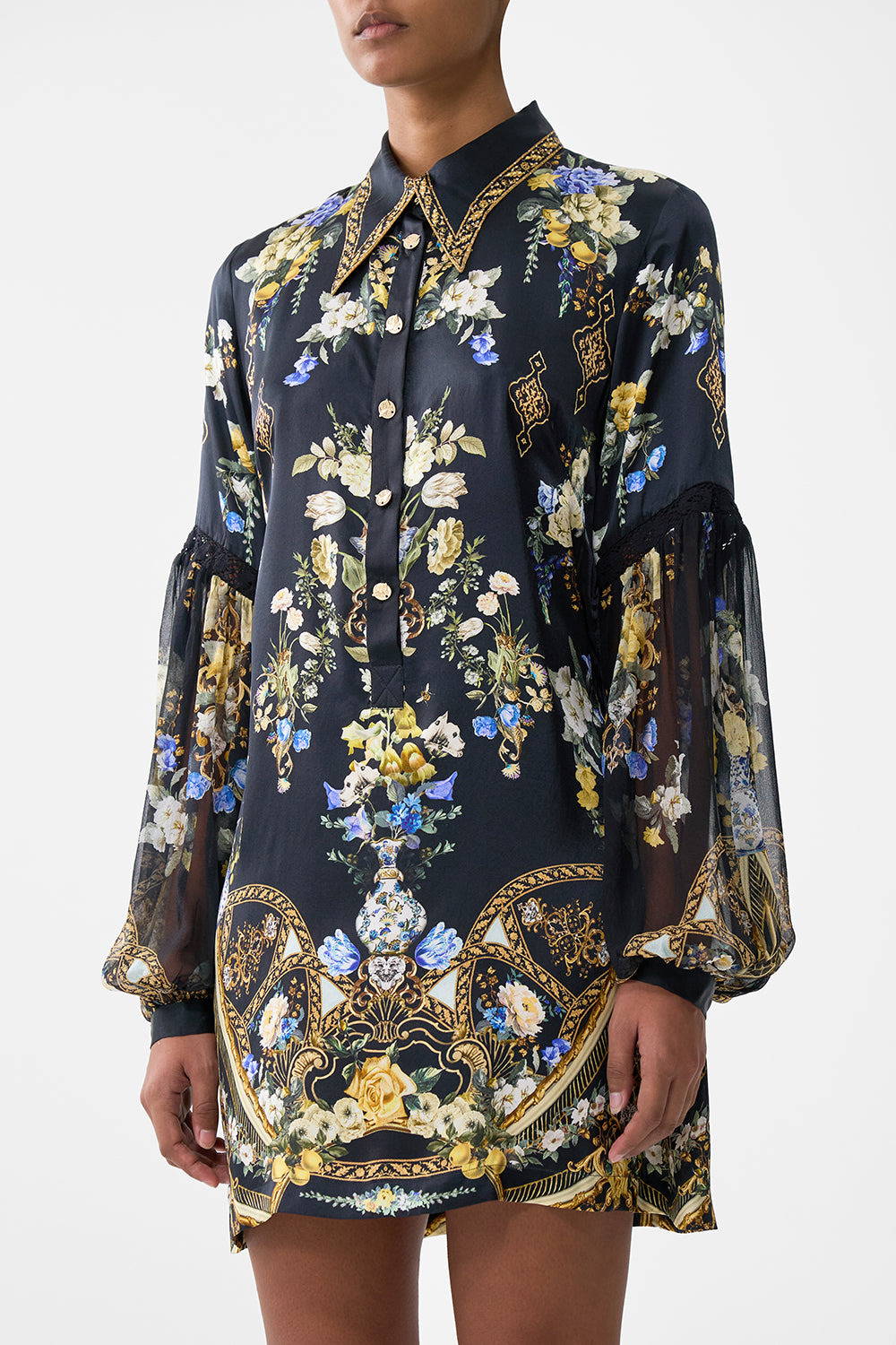 SHIRT DRESS WITH BLOUSON SLEEVE - 5