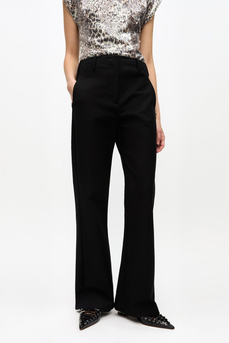 BLACK HEAVY COTTON TAILORING FLARED PANTS 3