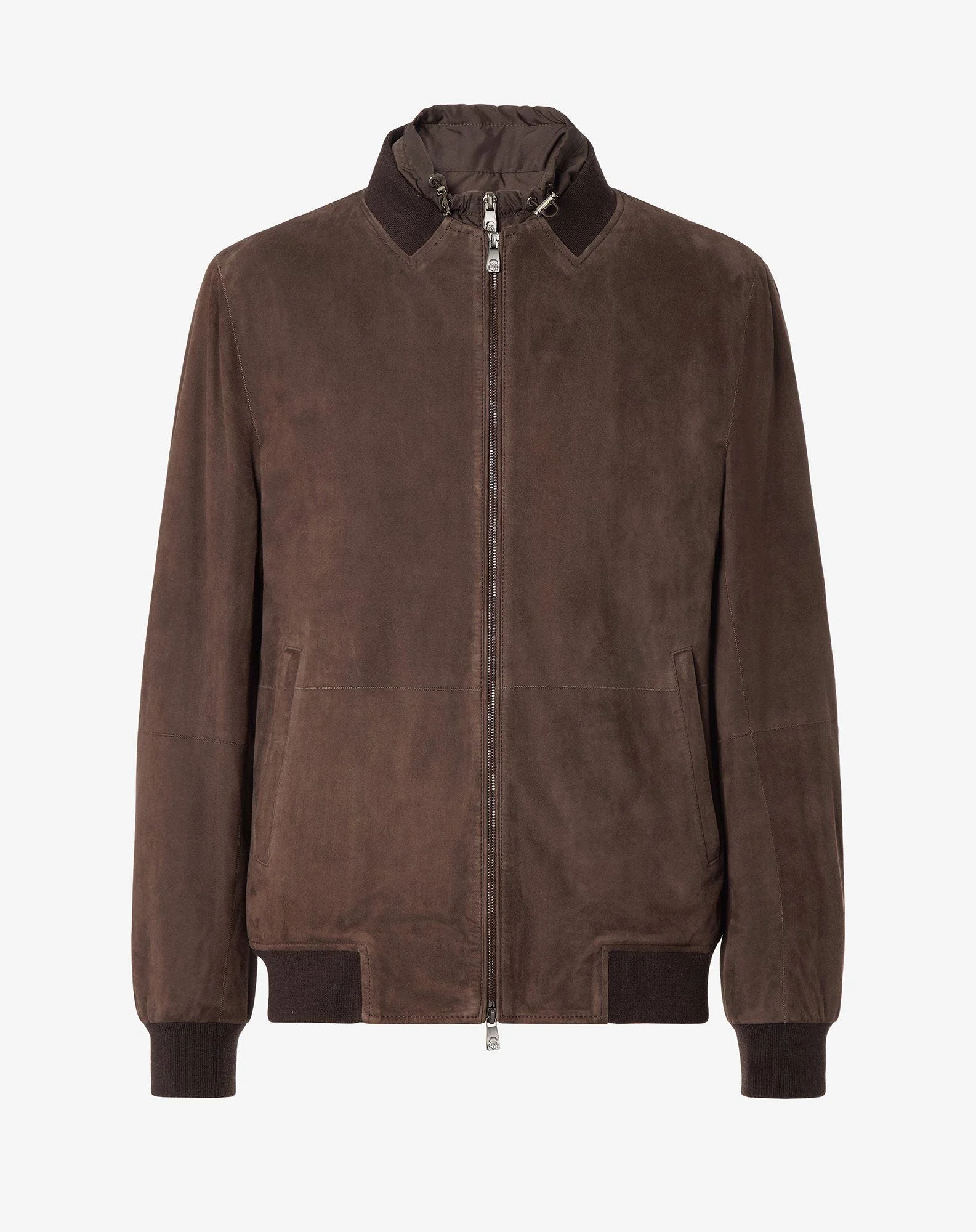 Dark brown leather bomber jacket with detachable vest - 1