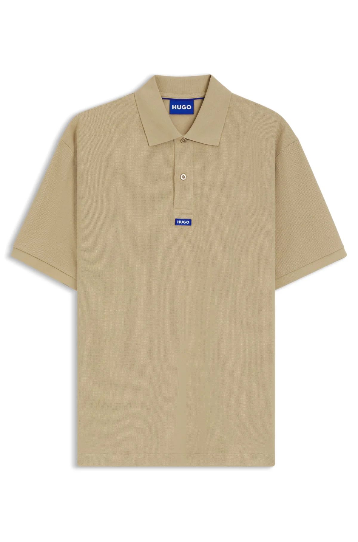 COTTON-PIQUÉ POLO SHIRT WITH BLUE LOGO BADGE - 1