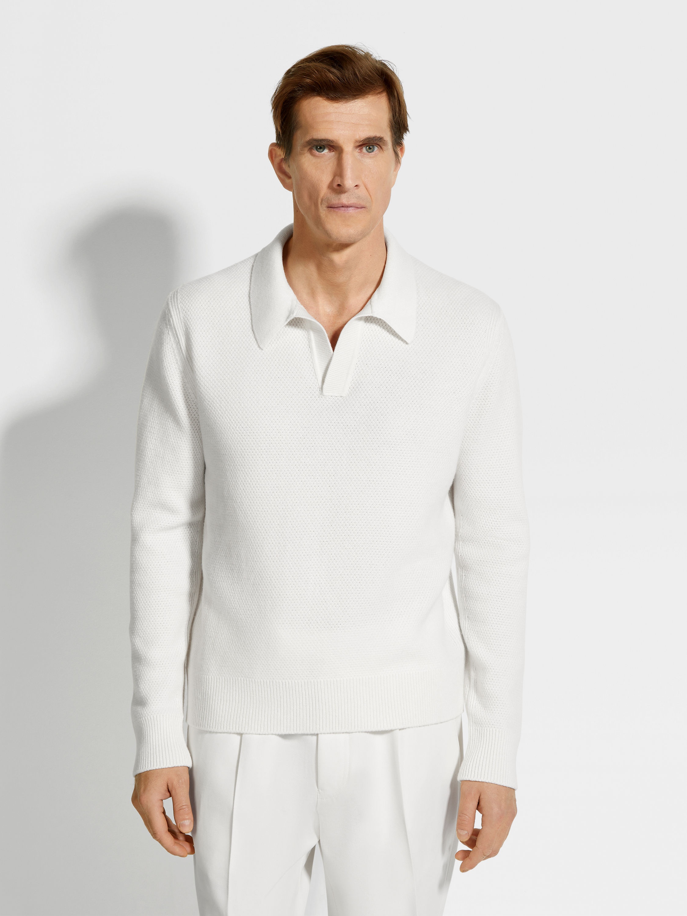 WHITE OASI CASHMERE POLO SHIRT - 4