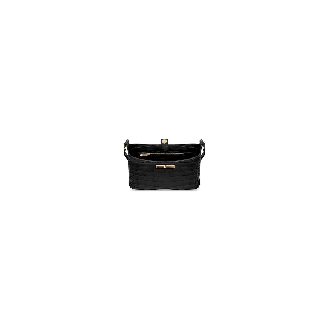 Women's Xx Small Hobo Bag Crocodile Embossed in Black - 5