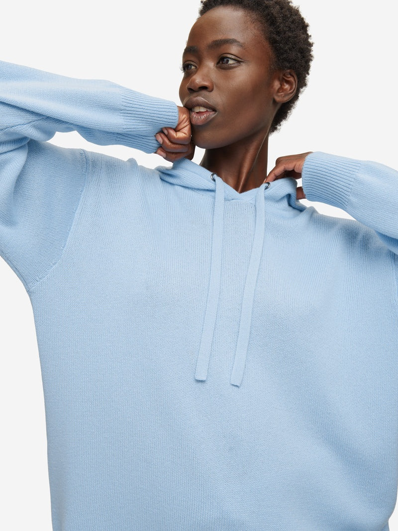 Derek Rose Women's Relaxed Pullover Hoodie Daphne Cashmere Sky outlook