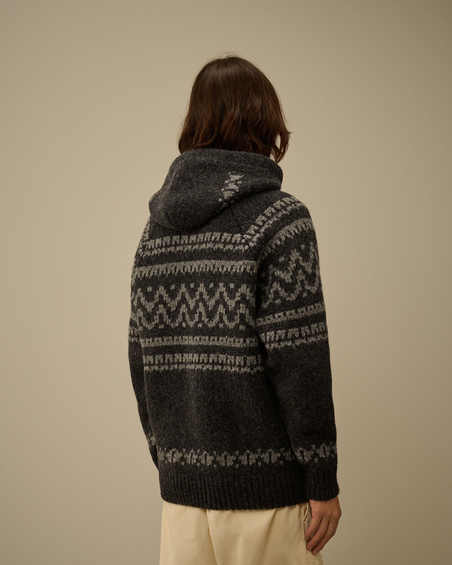 Jacquard Wool Hooded Sweater - 4