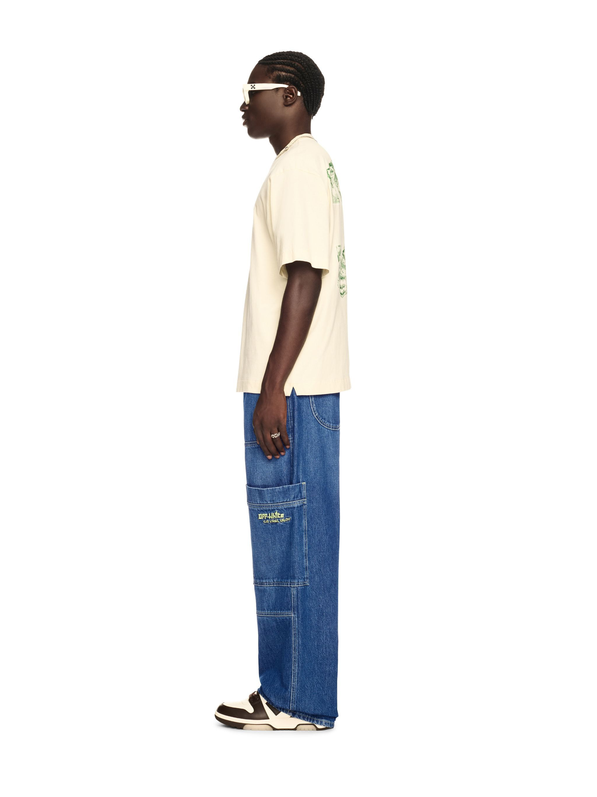 Blue Irregular Cargo Jeans - 4