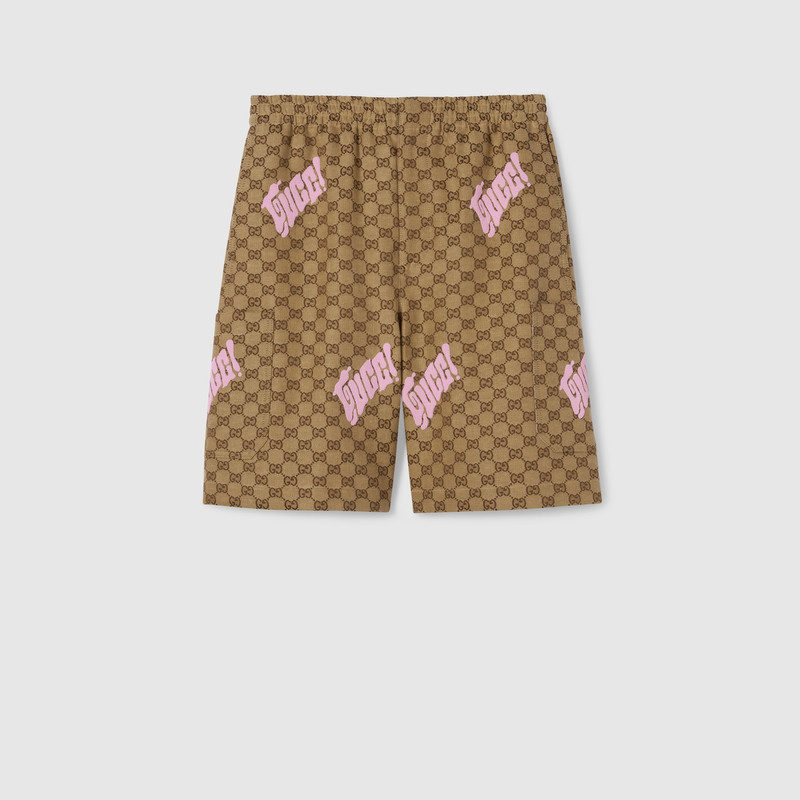 Embroidered canvas linen blend shorts 1