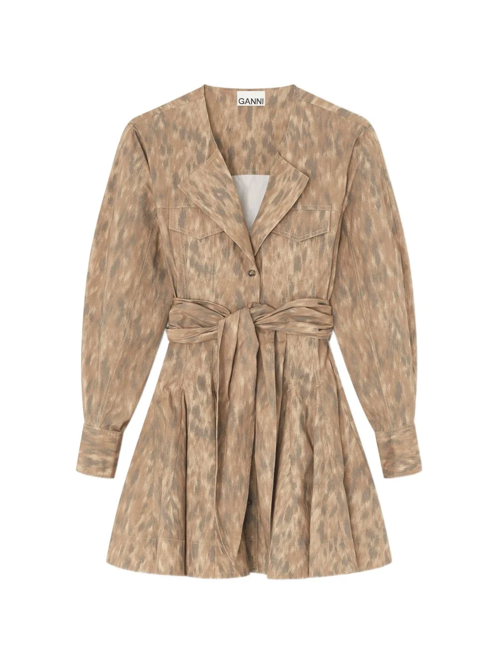 belt buttoned mini dress - 1