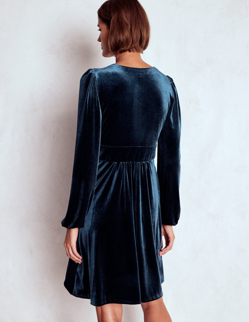 Jocelyn Short Velvet Dress-Midnight Ocean 4