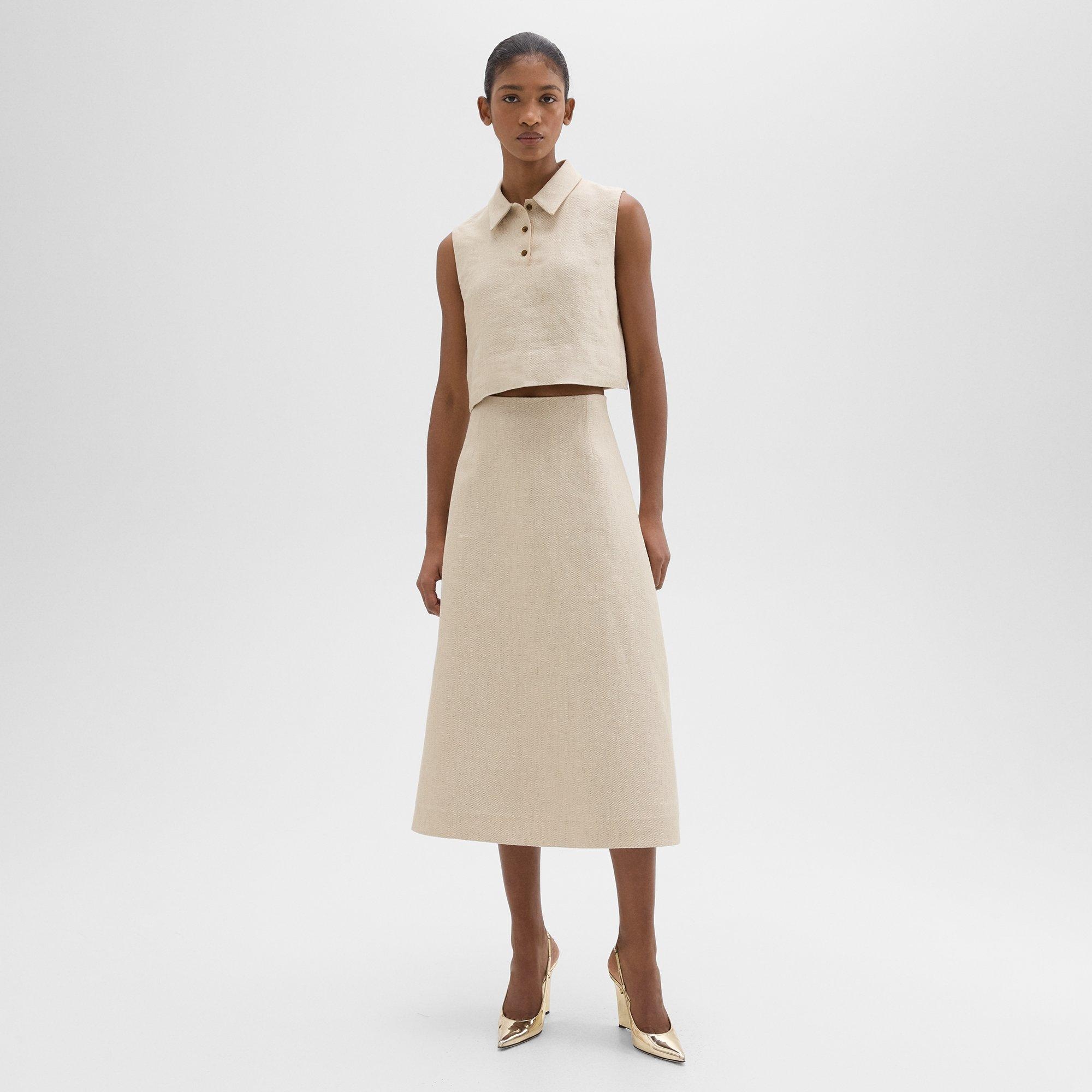 Sleeveless Polo in Basket Weave Linen - 6