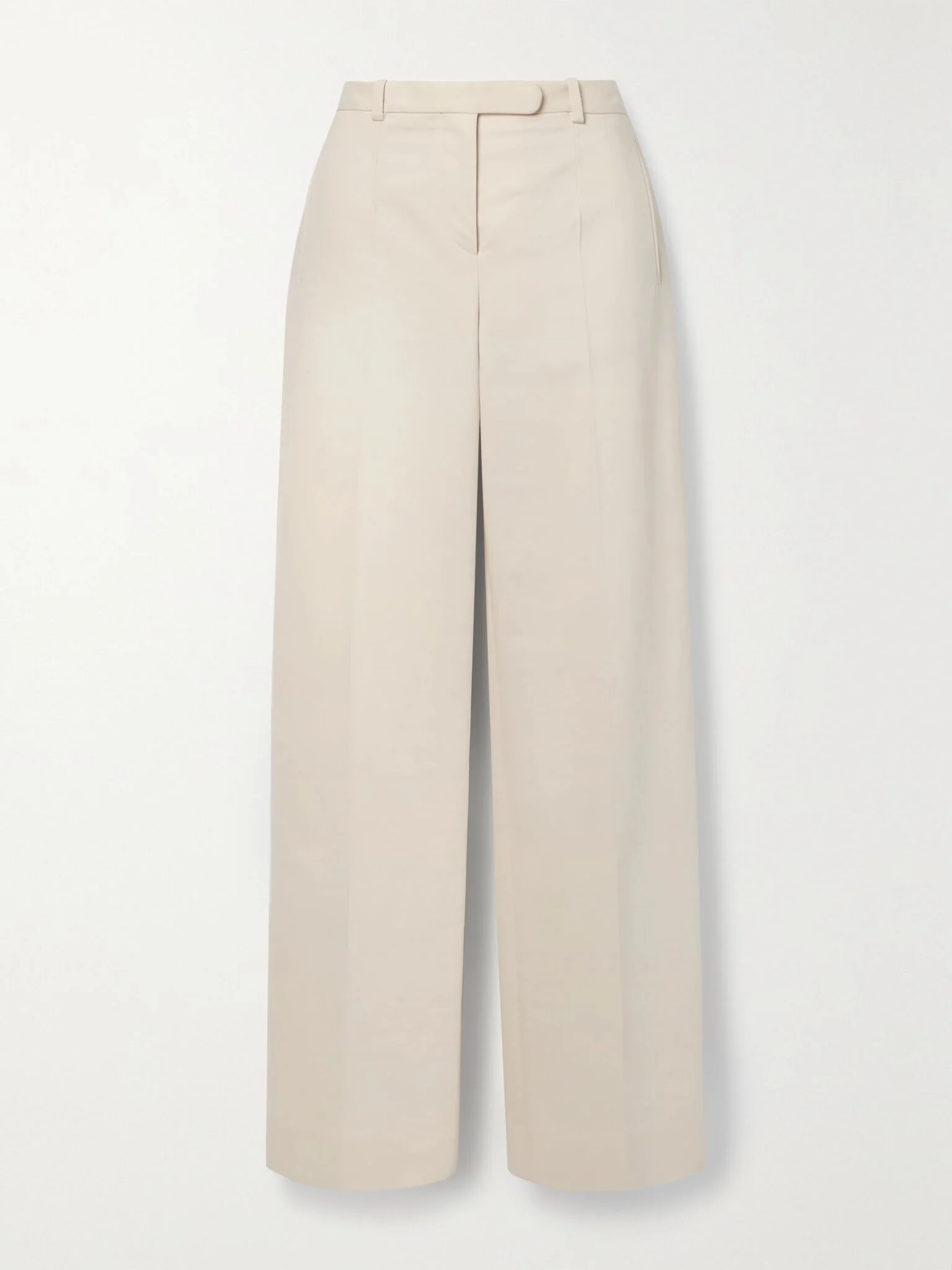 Banew pleated cotton and wool-blend straight-leg pants Neutral - 1