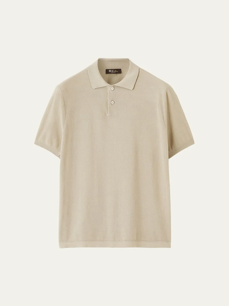 Men's Cotton and Silk Knit Polo Shirt - 1