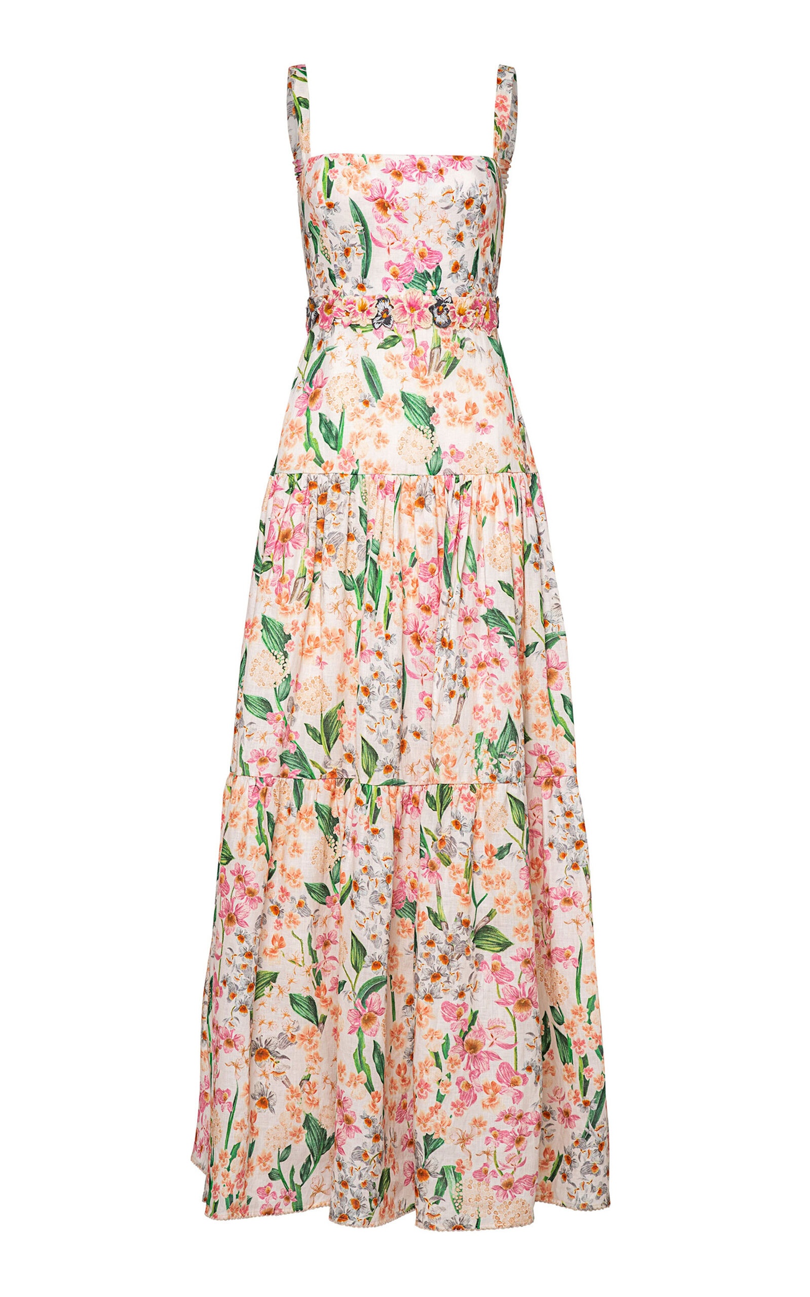 Lima Jardinera Embroidered Linen Maxi Dress light pink - 1