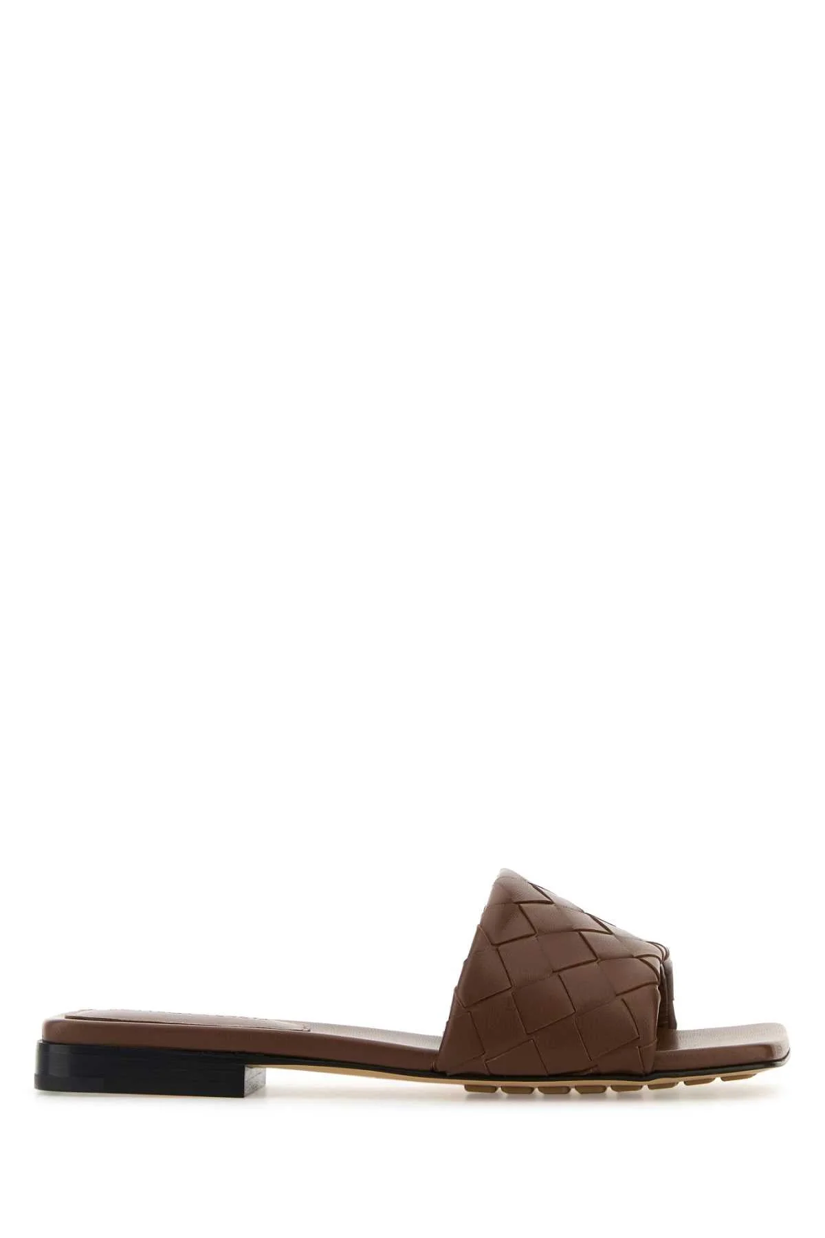 Bottega Veneta Women Brown Leather Parco Slippers - 1
