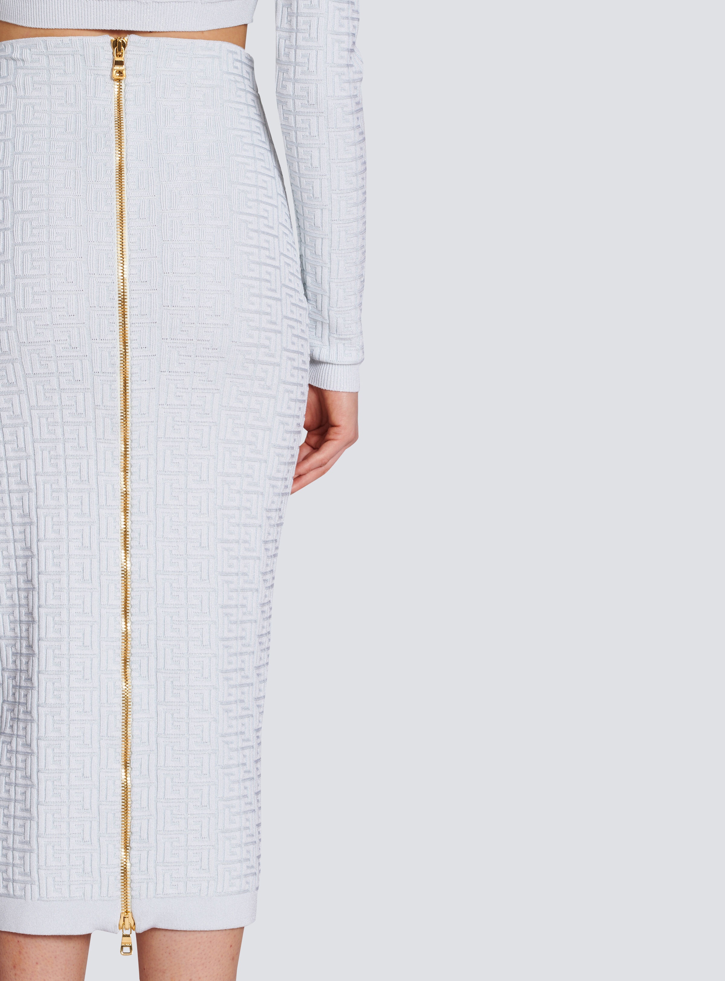 Knit midi skirt with Balmain monogram - 8