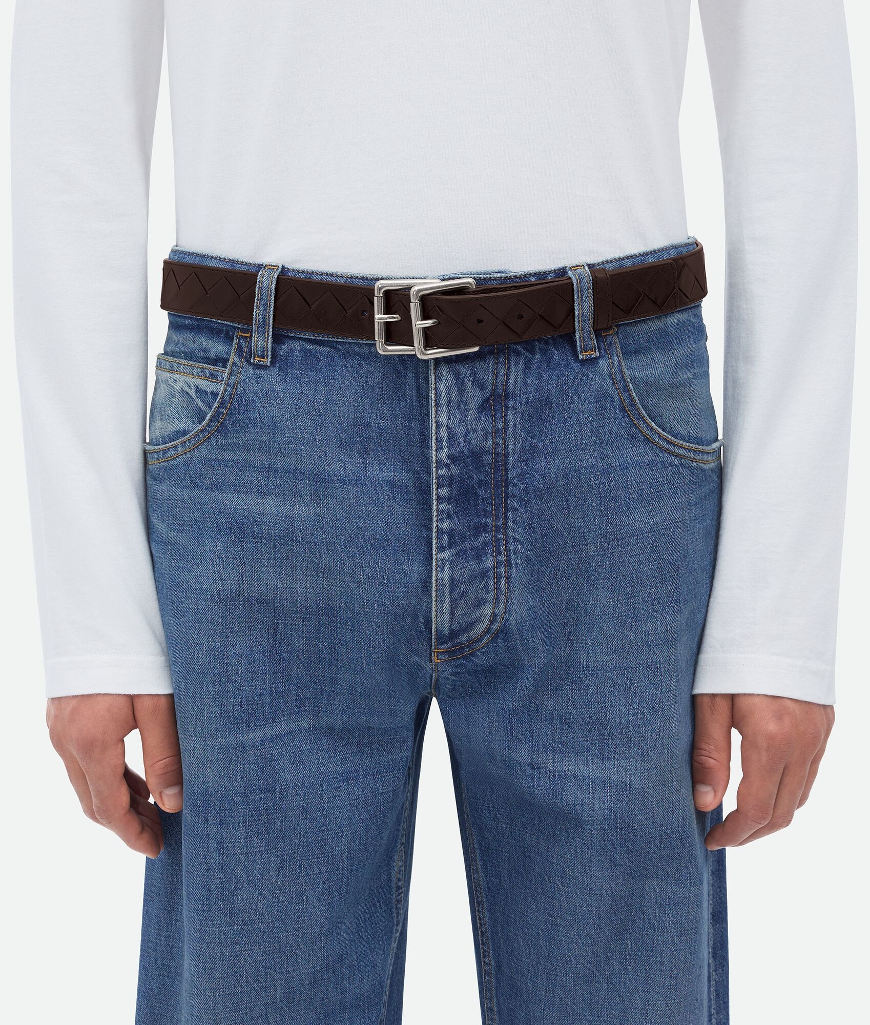intrecciato double buckle belt - 2