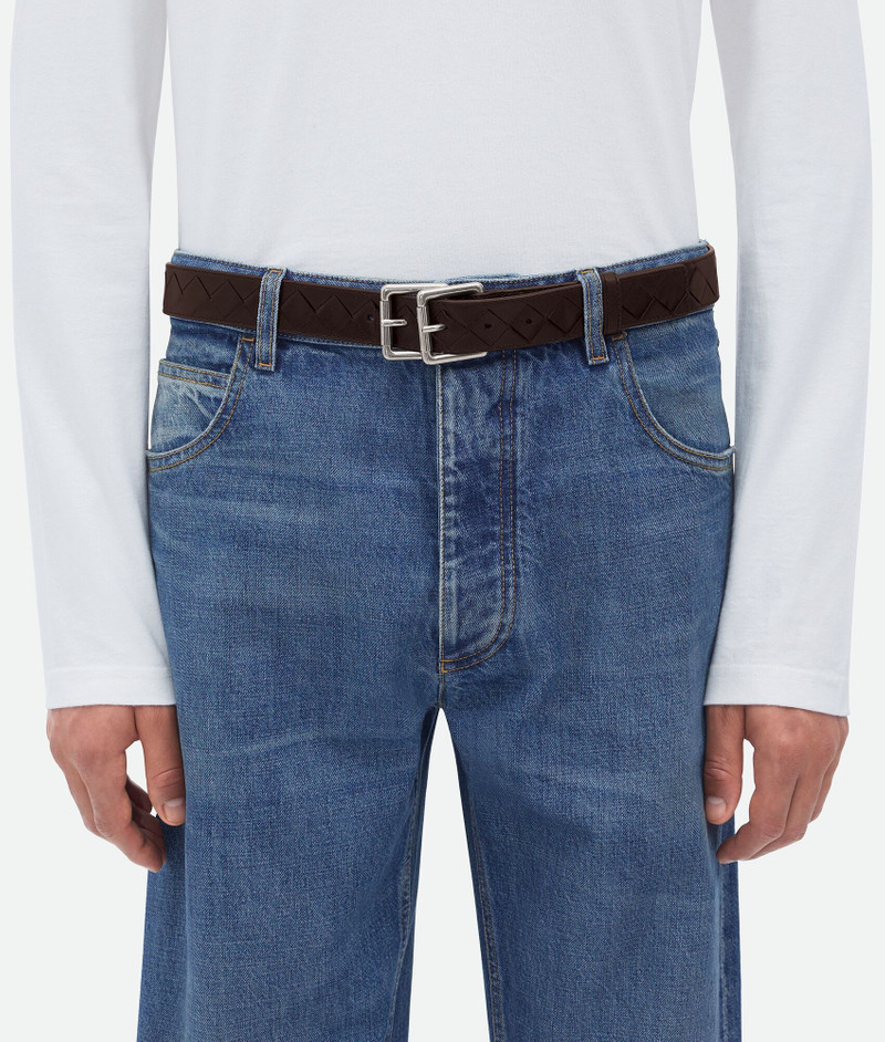 Bottega Veneta intrecciato double buckle belt outlook