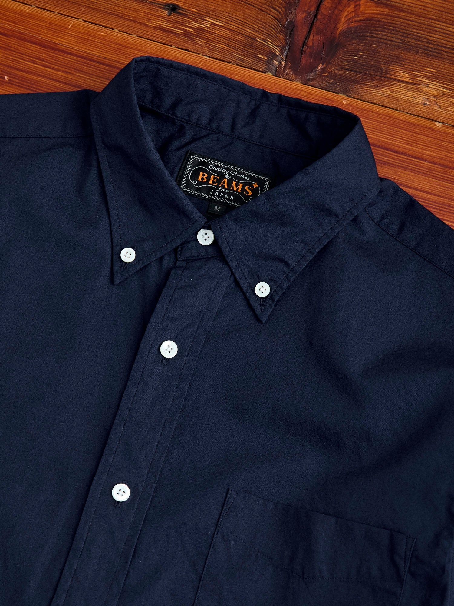 Broad Cloth Short Sleeve Button-Down Shirt in Navy - 3