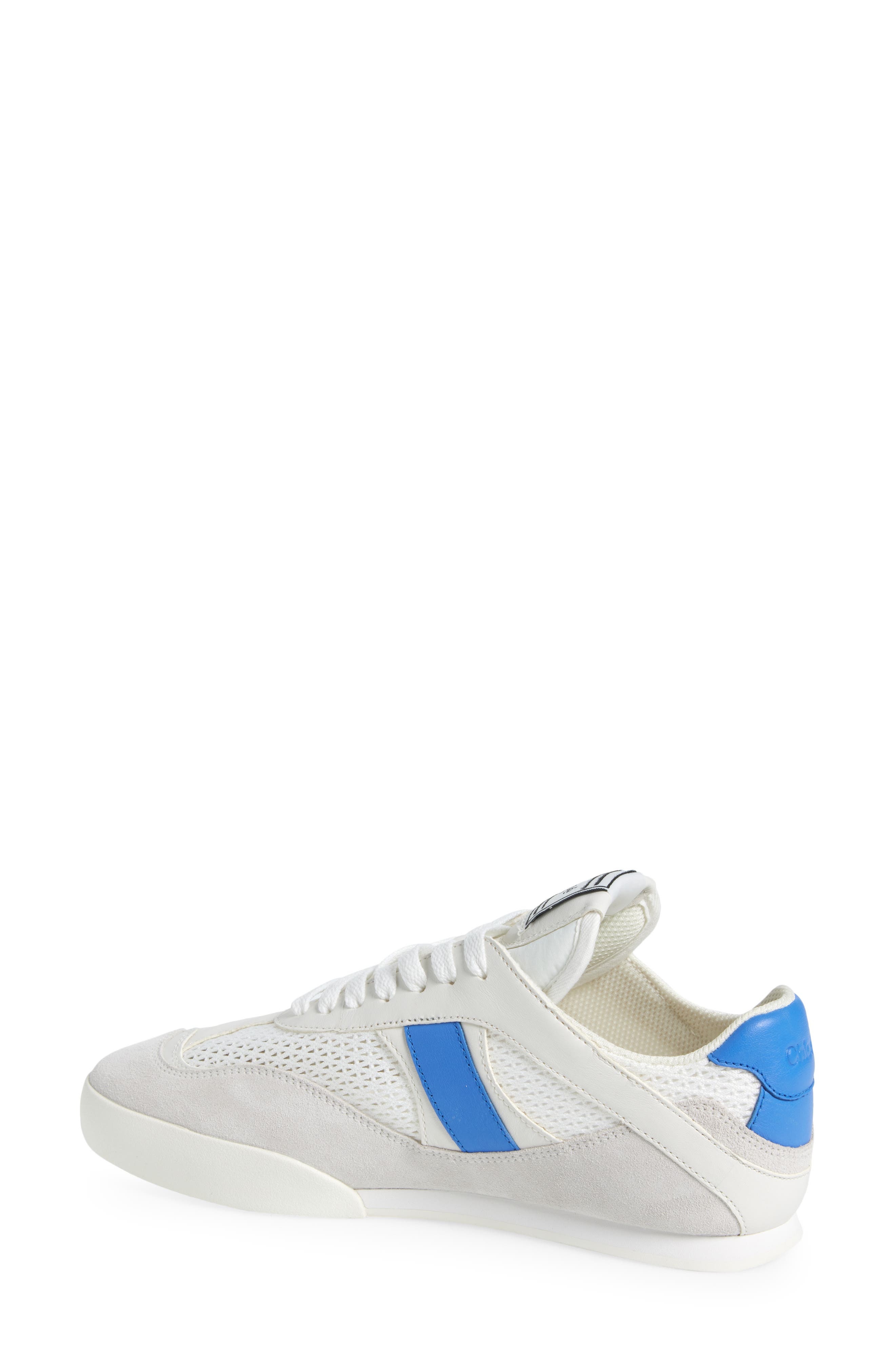 Chloé Kick Leather & Mesh Sneaker in White/Blue at Nordstrom - 2