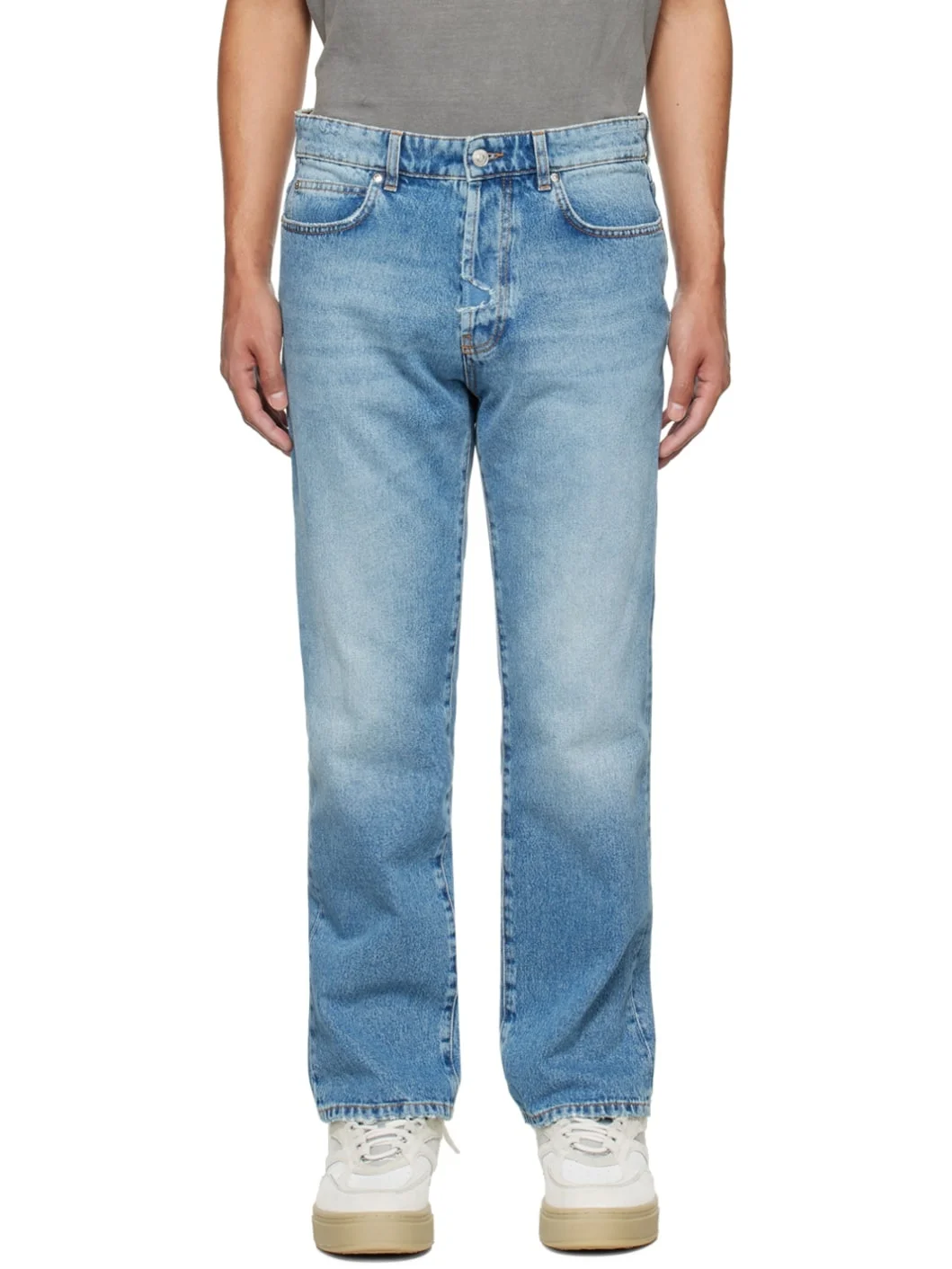 Blue Distressed Jeans - 1