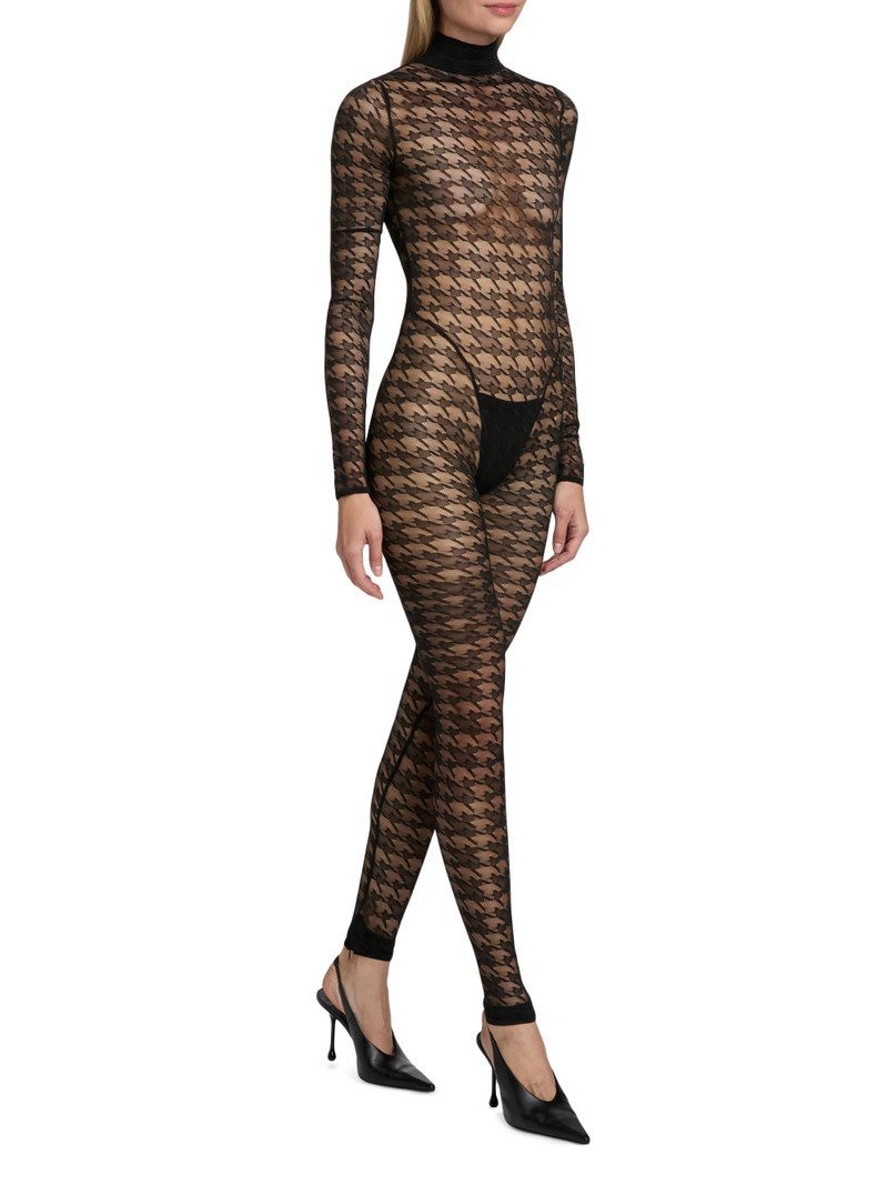 Women's Houndstooth Sheer Jumpsuit - Black 4