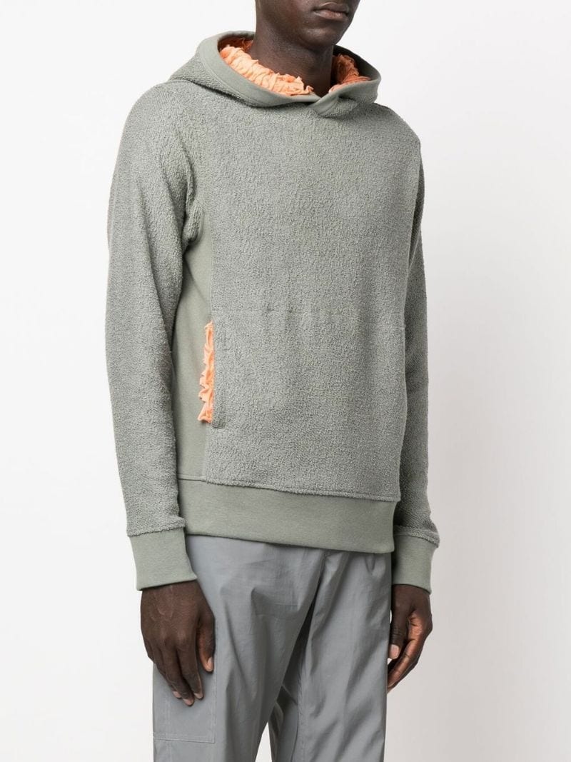 ruched silk lining hoodie - 5