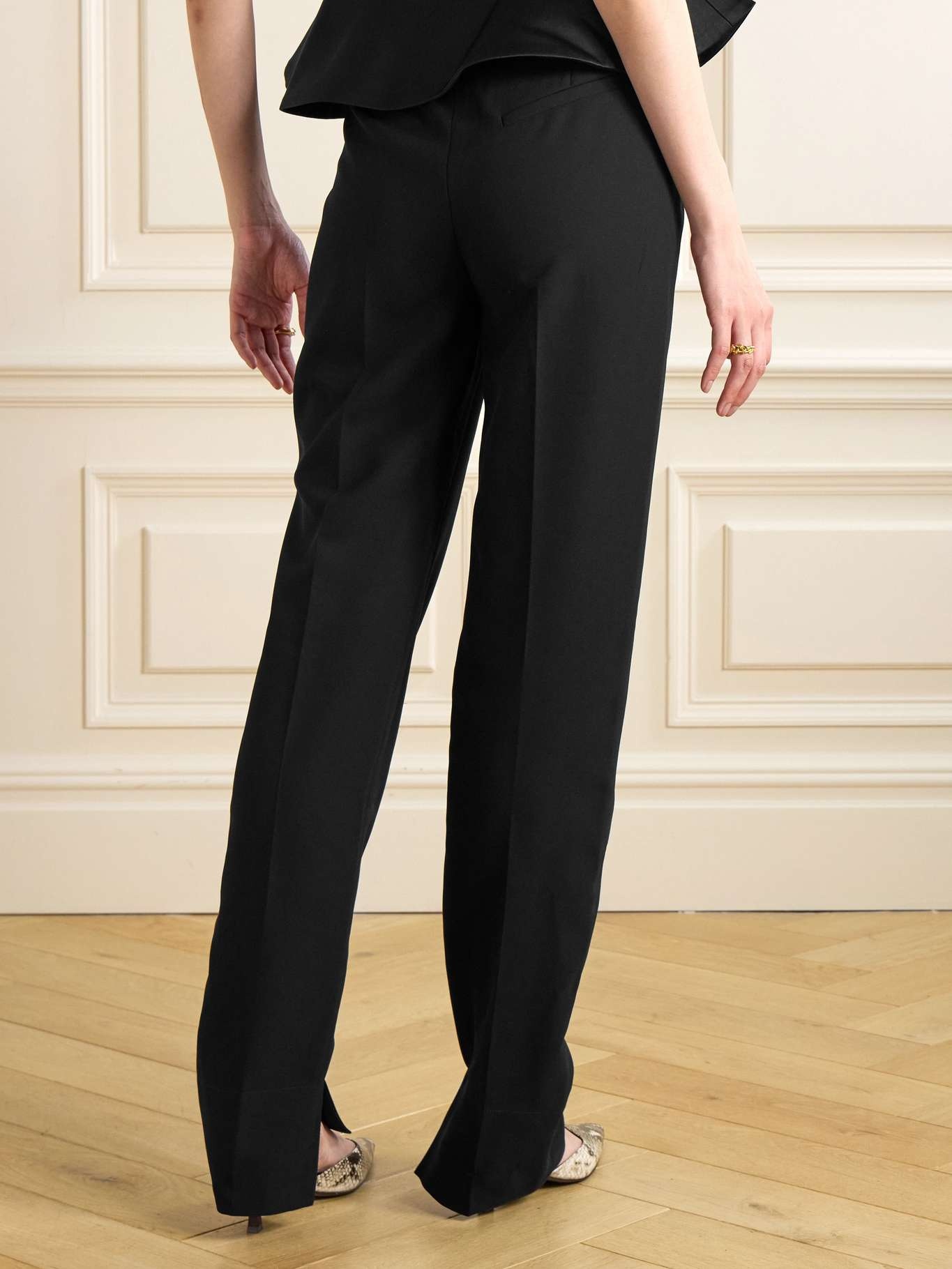 Organic cotton-blend twill straight-leg pants - 3