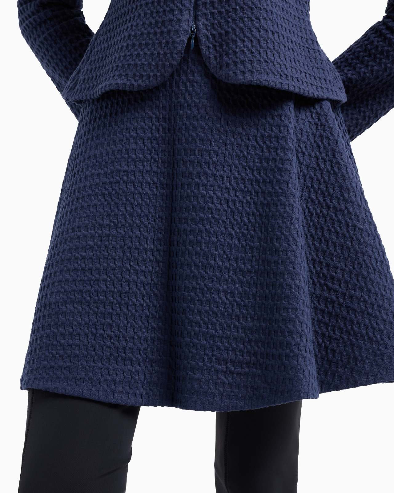 Waffle-effect knit flared skirt - 5