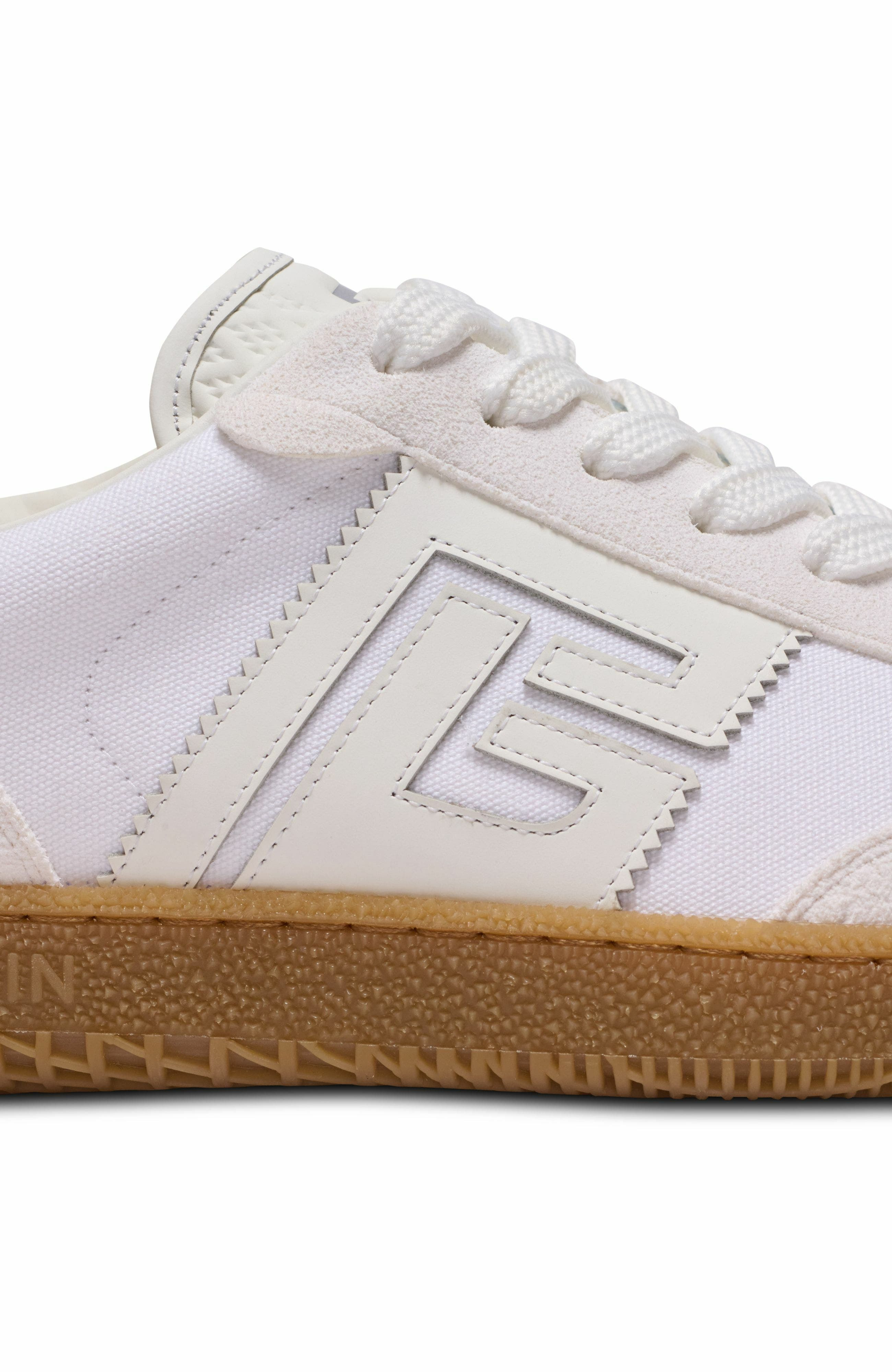 Leather and canvas Balmain Swan trainers in White at Nordstrom - 8