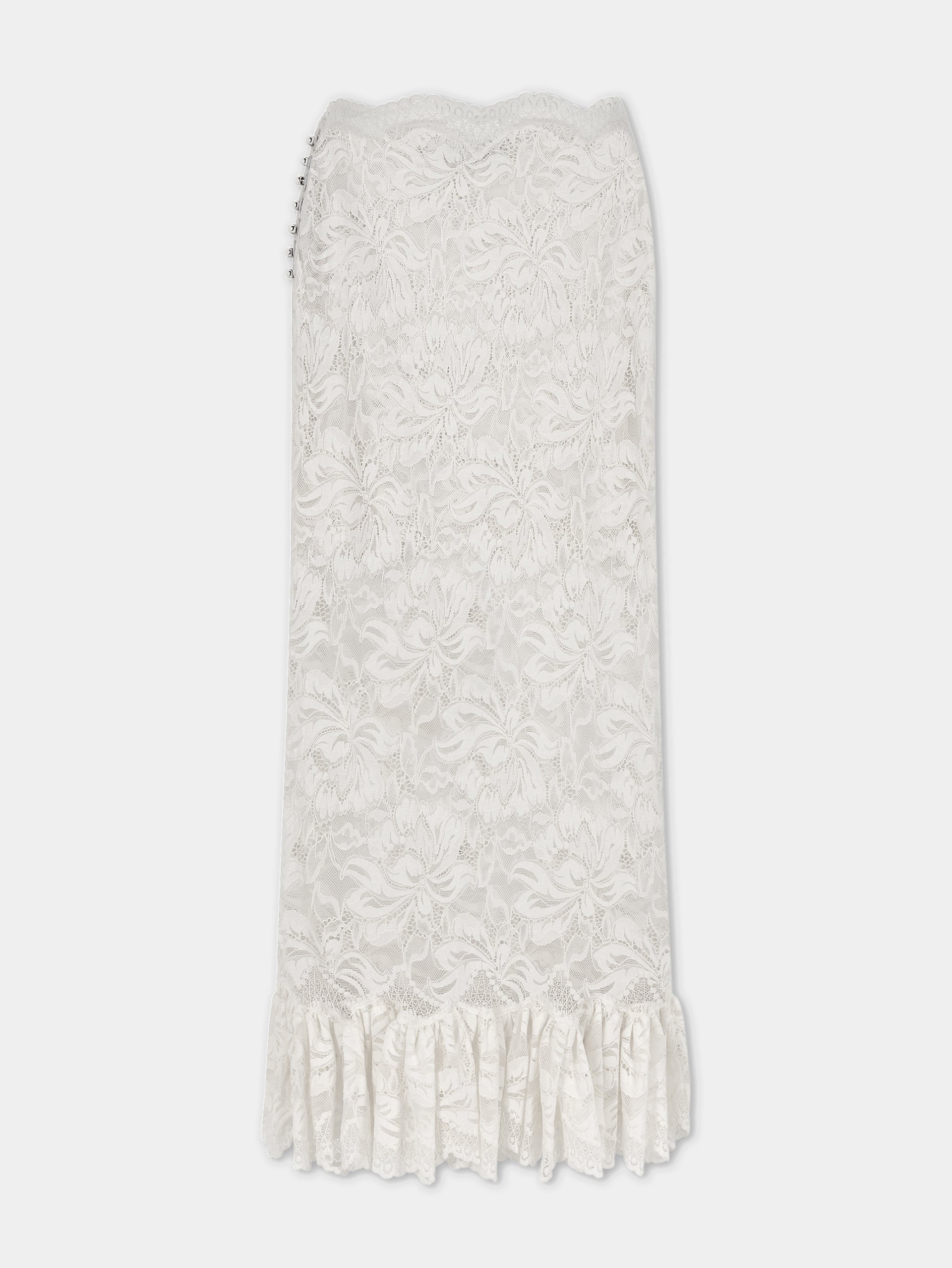 MAXI STRETCH LACE IVORY SKIRT - 7
