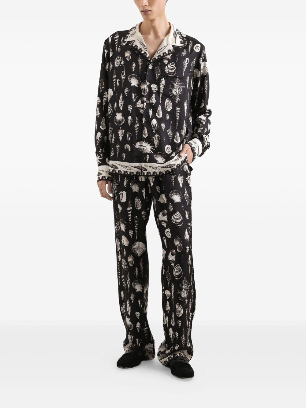 shell-print silk trousers - 2