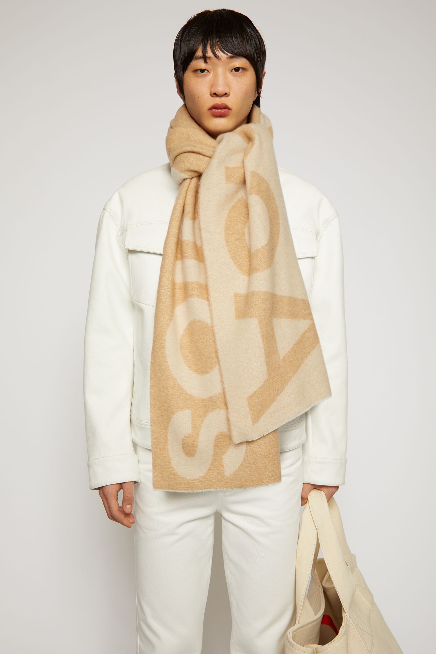 Logo-jacquard scarf caramel/dark brown - 2